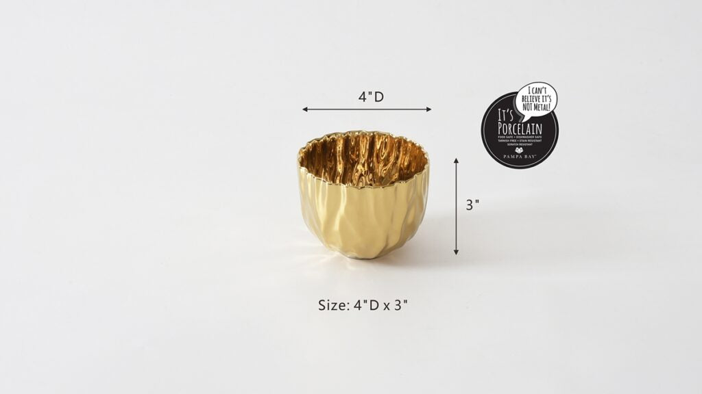 Gold Pleated Snack Bowl