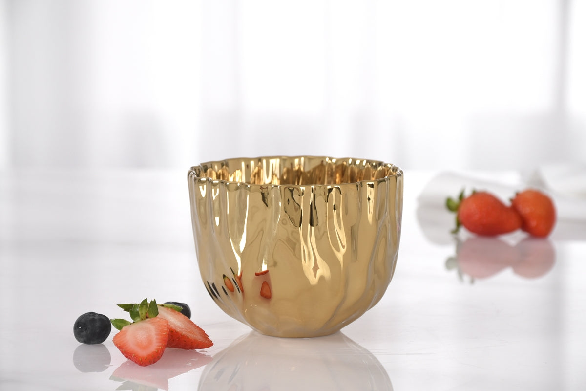 Gold Pleated Snack Bowl