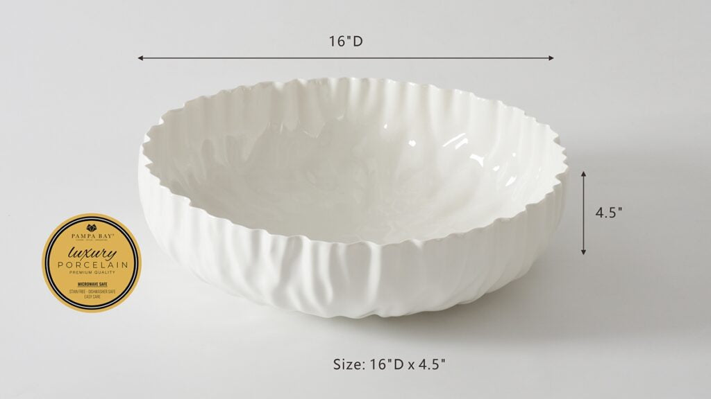 Pleated Extra Large Shallow Bowl