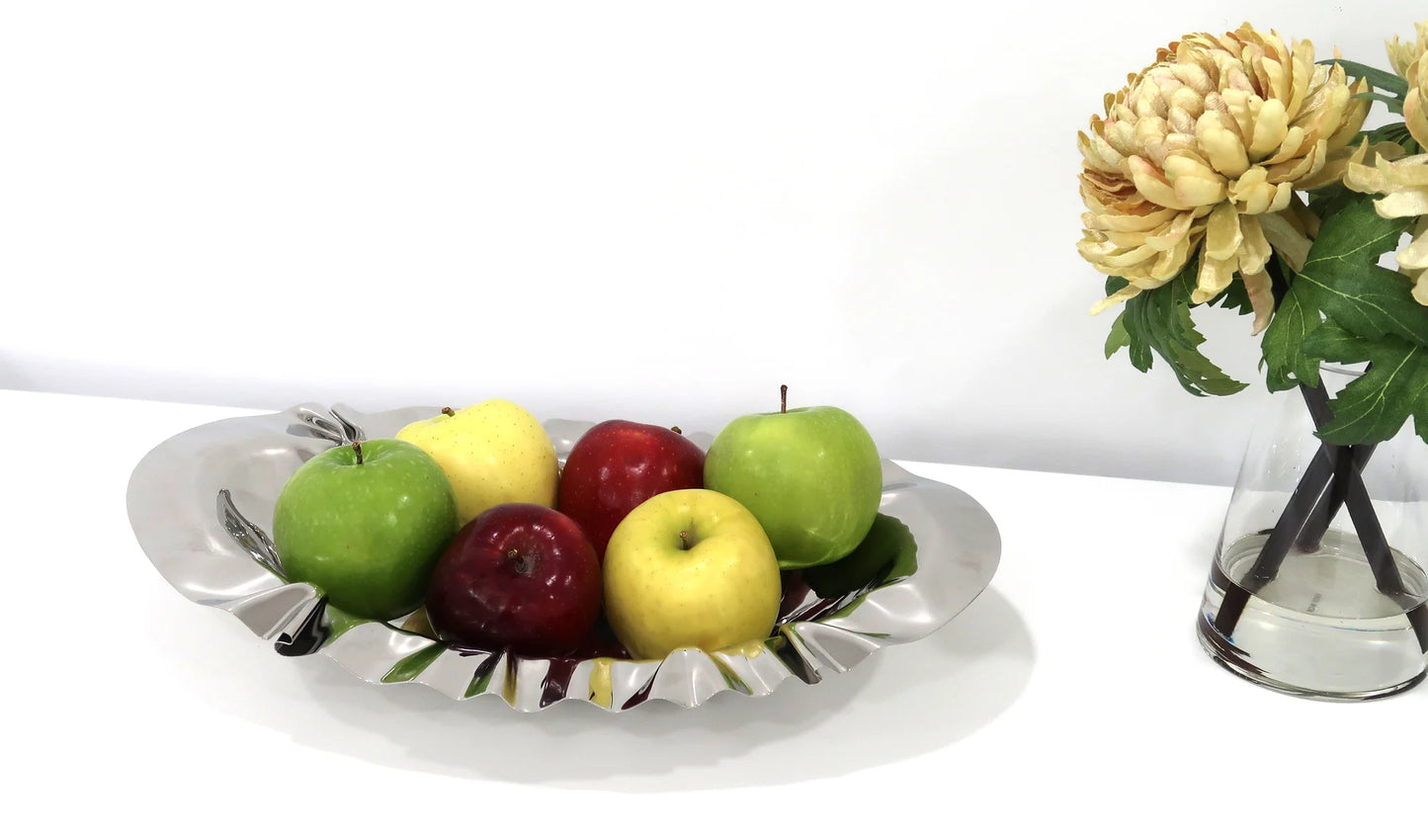 Oval Stainless Steel Ruffle Edge Bowl