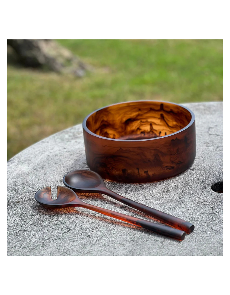 Resin Small Brown Swirl Salad Bowl