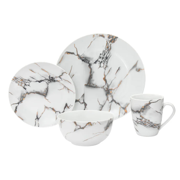 Gold Marble 16 Piece Dinnerware Set