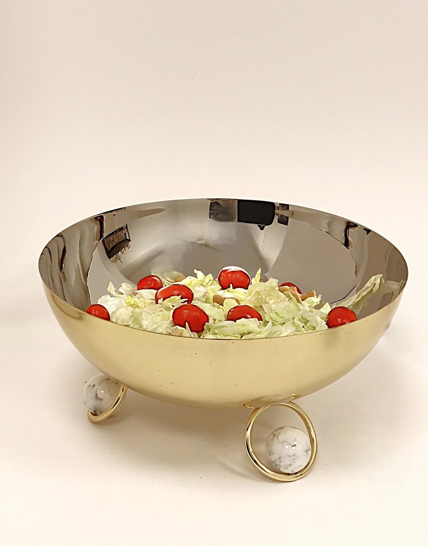 Large Gold Bowl with Green Dome Legs