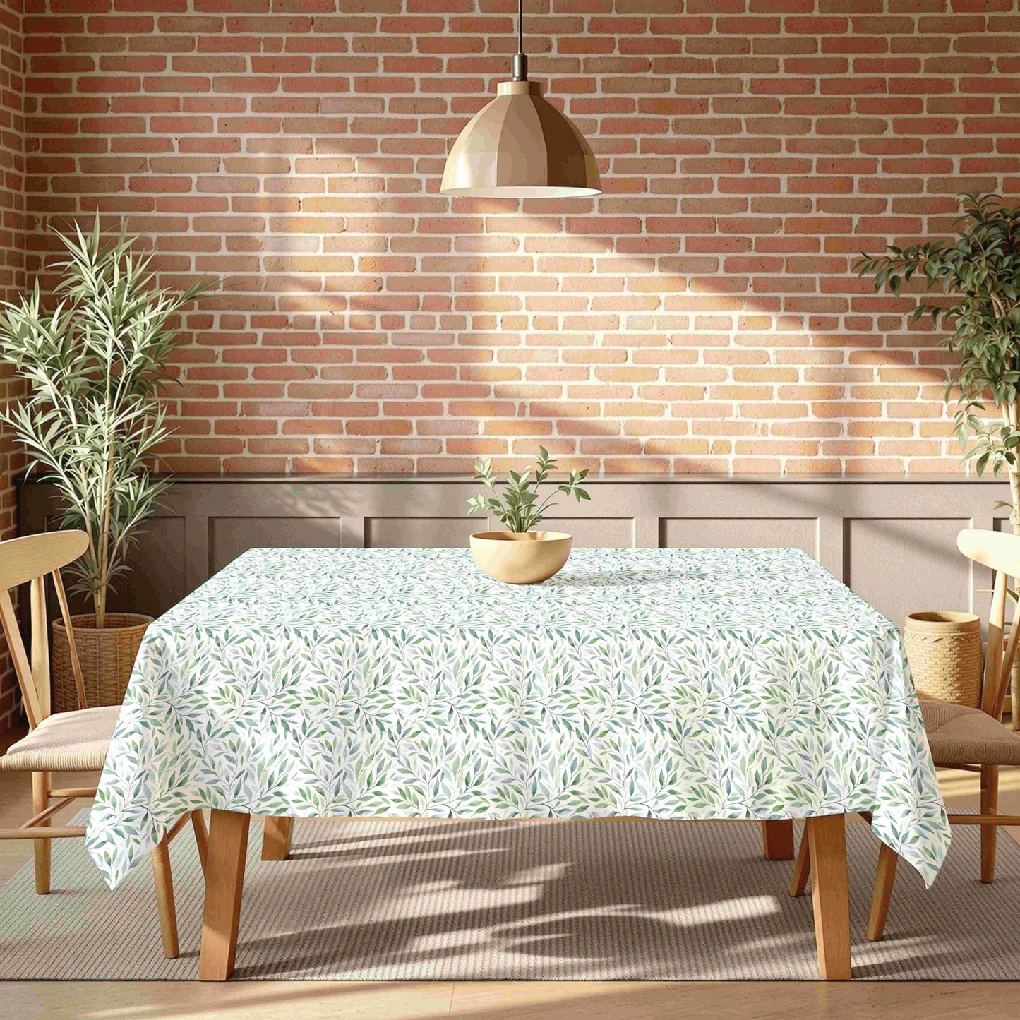 Polyester Leaf Print Tablecloth #C1