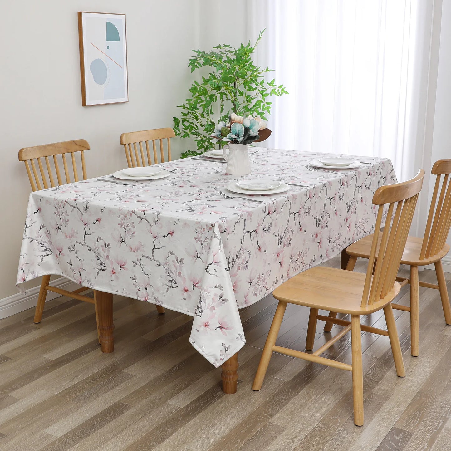 Velvet Blush Magnolia Branch Tablecloth #1418