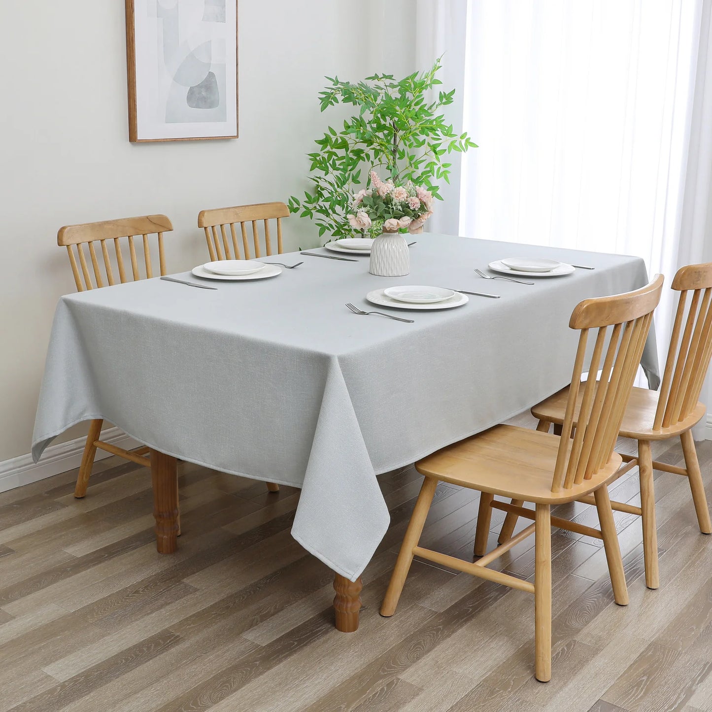 Poly Linen-Look Mint Harvest Weave Tablecloth #1804