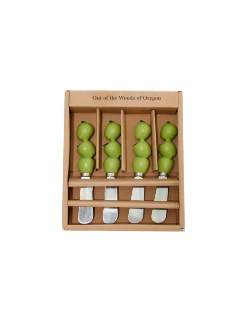 Set of 4 Apple Spreader Knives