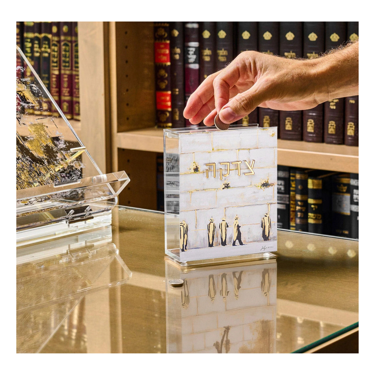 Painted by Judy Sculpture Kosel Tzedakah Box