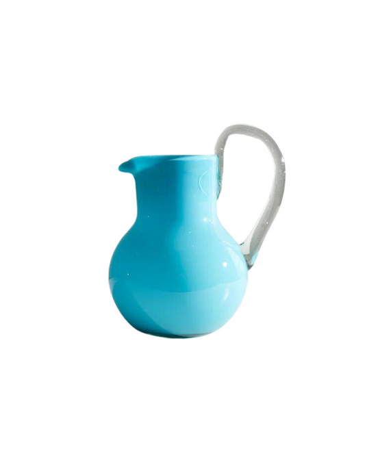 Handblown Aqua Glass Pitcher