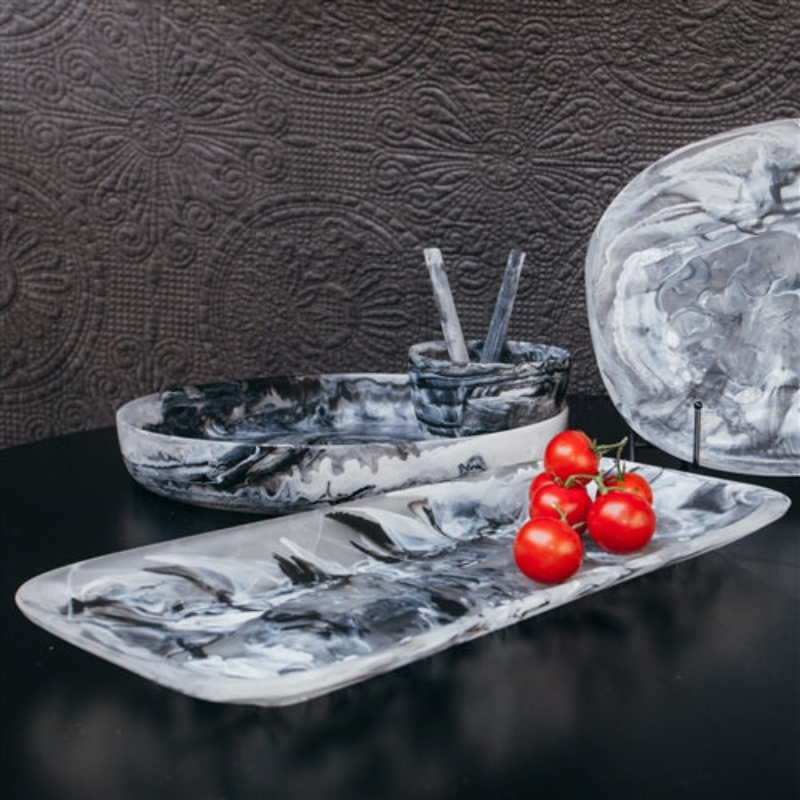 Large Resin Rectangular Swirl Platters