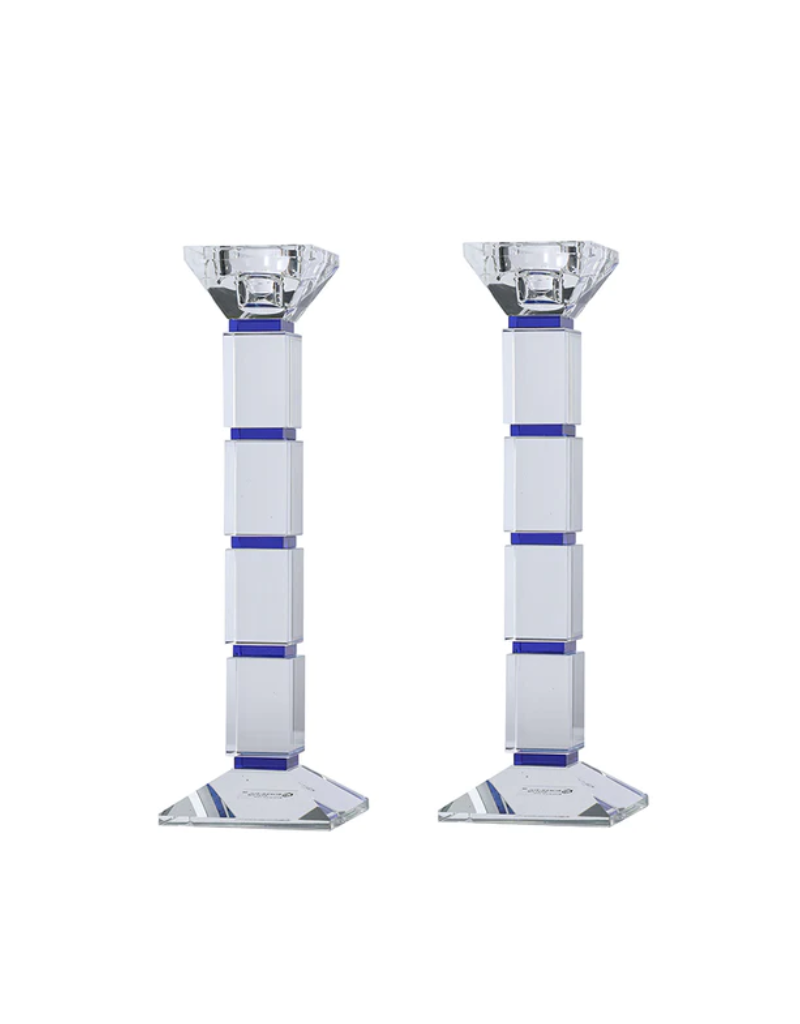 Crystal Candlesticks Square Design - Blue