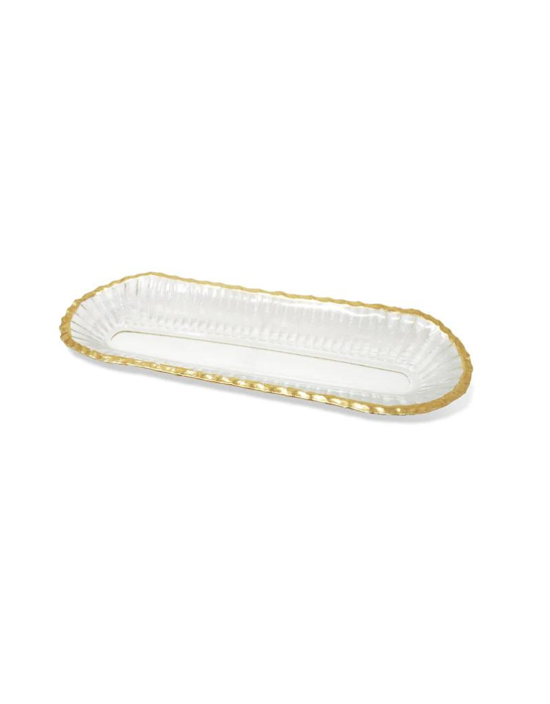 Glass Oval Tray With Gold Trim