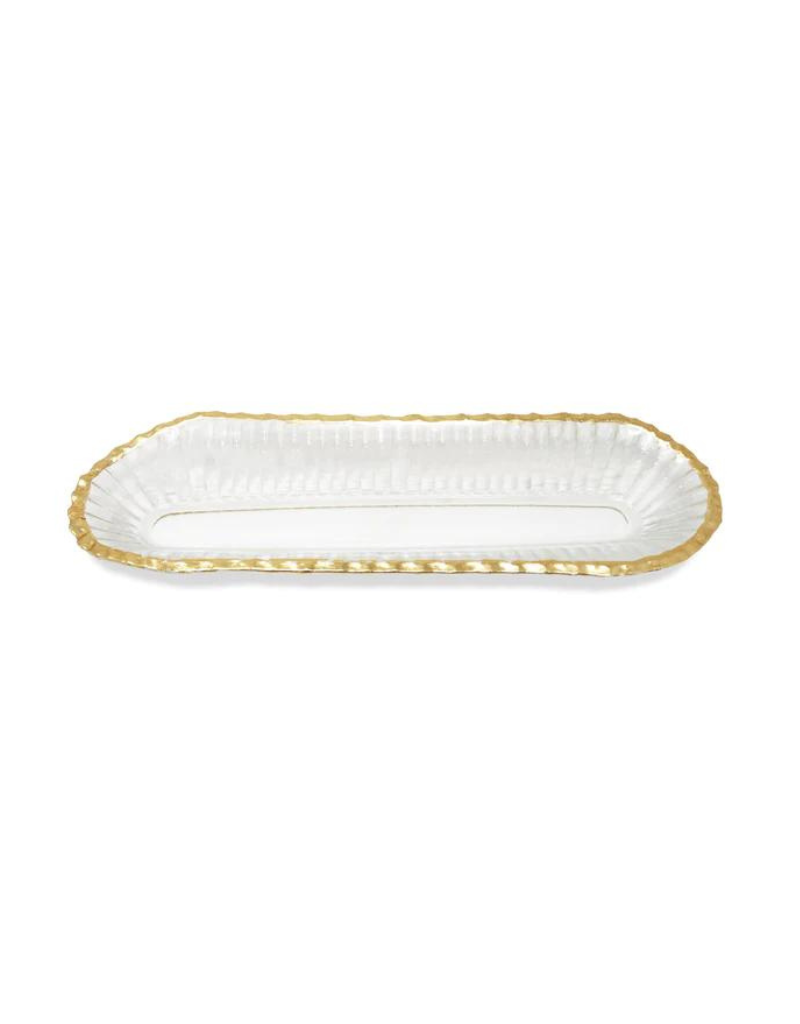 Glass Oval Tray With Gold Trim