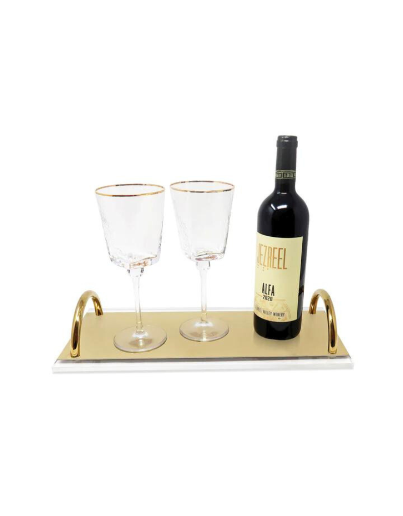 Gold Acrylic Tray With Handles