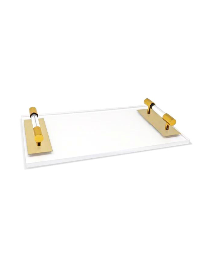 Gold Handled Acrylic Tray