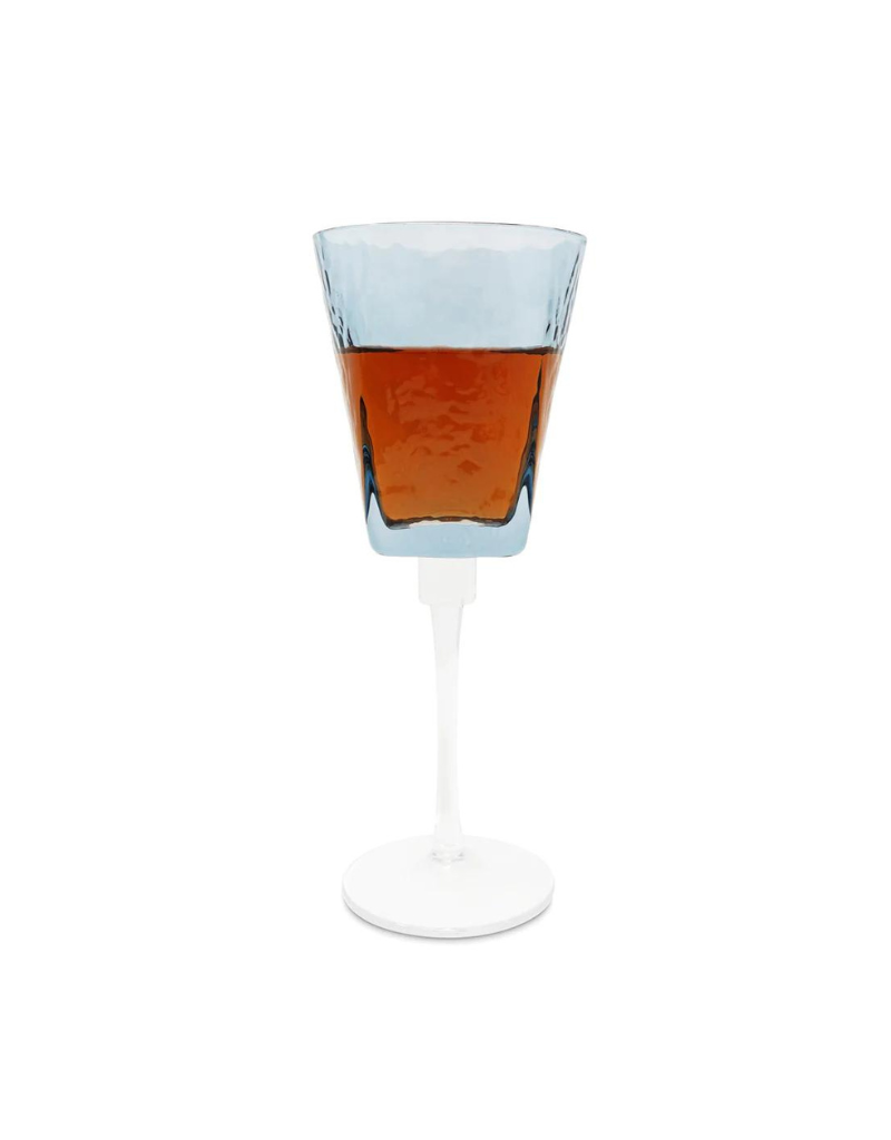 Blue Hammered Wine Glass Set