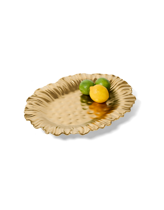 Matte Gold Oval Sunflower Platter
