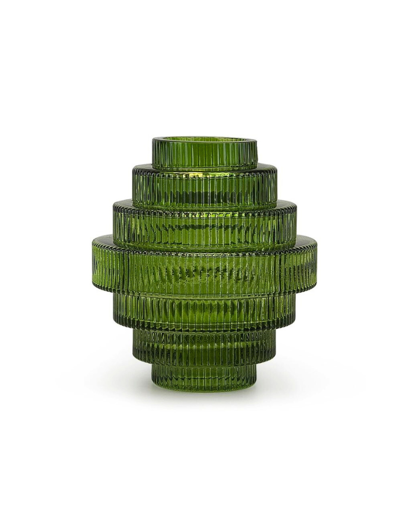 Contemporary Layered Green Glass Vase