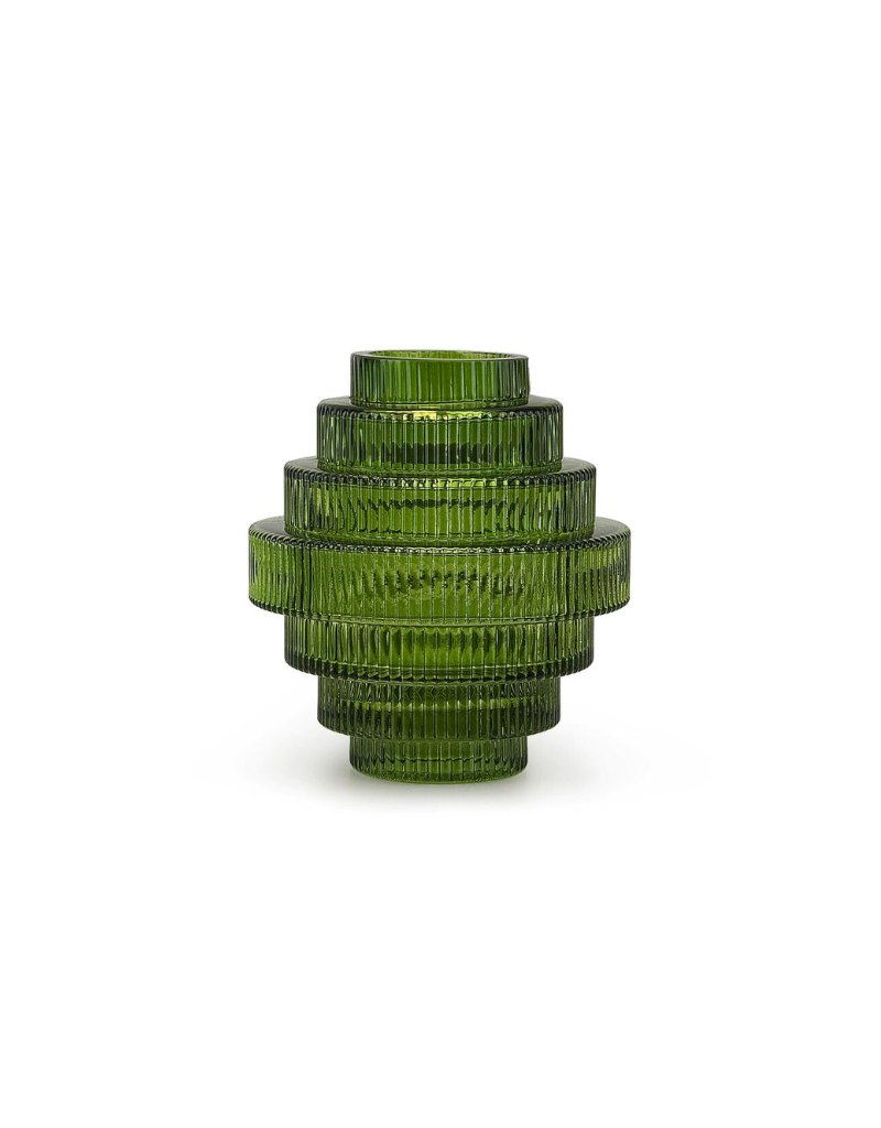 Contemporary Layered Green Glass Vase