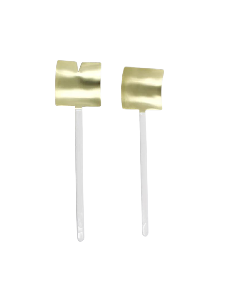 Gold & White Square Salad Servers