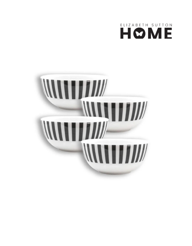 Elizabeth Sutton Collection: Black & White Starburst Melamine Bowl Set