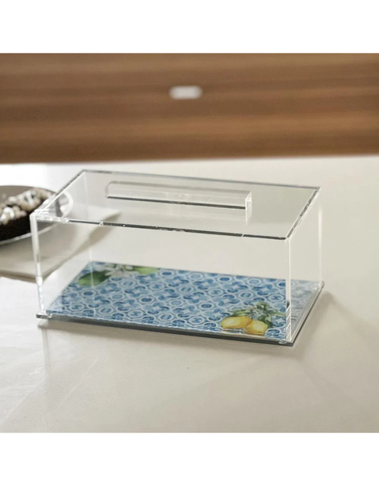 Lucite Cake Tray with Painted Lemon