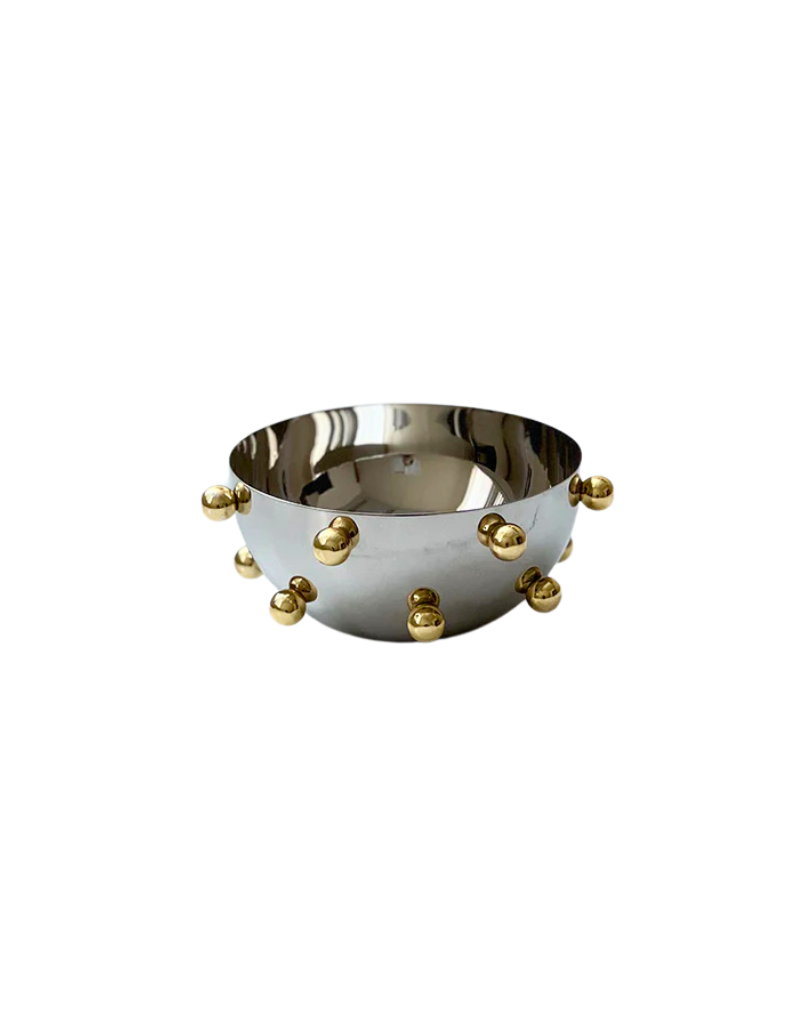 Stainless Steel Bowl With Gold Accents