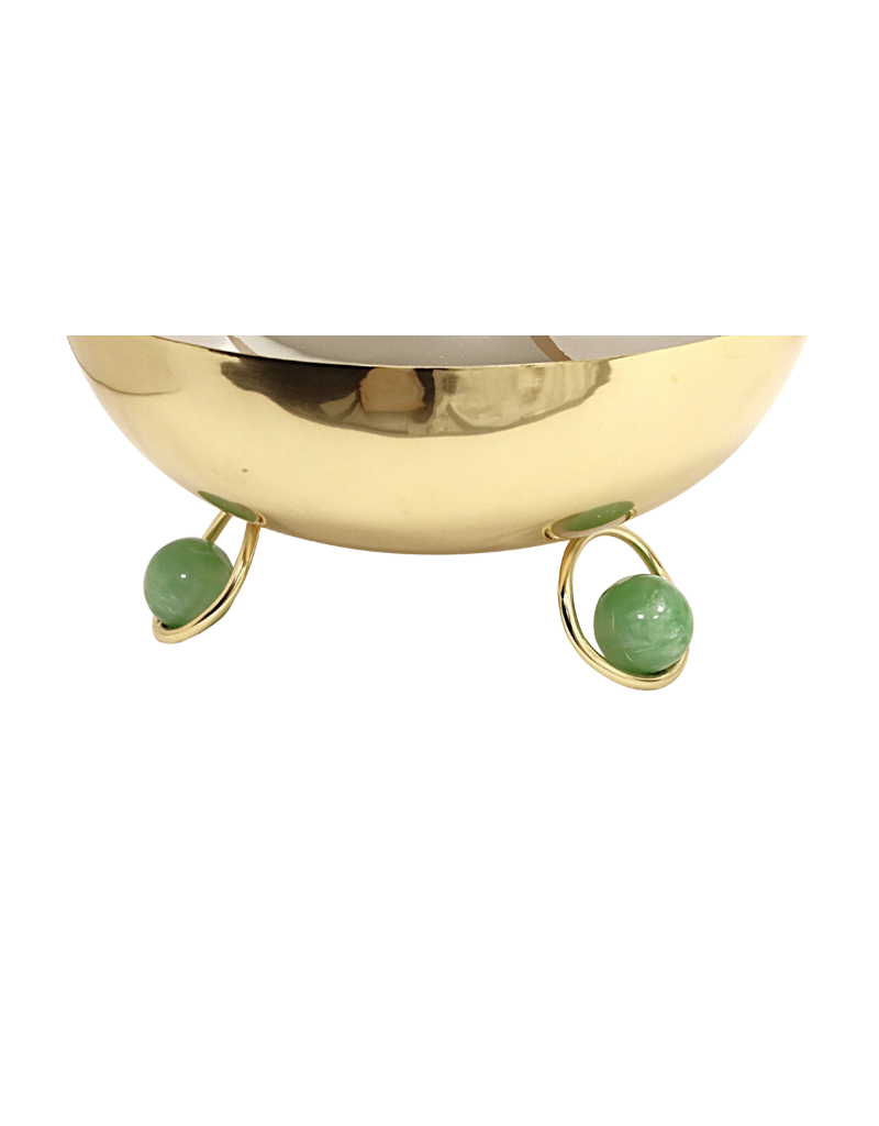 Large Gold Bowl with Green Dome Legs