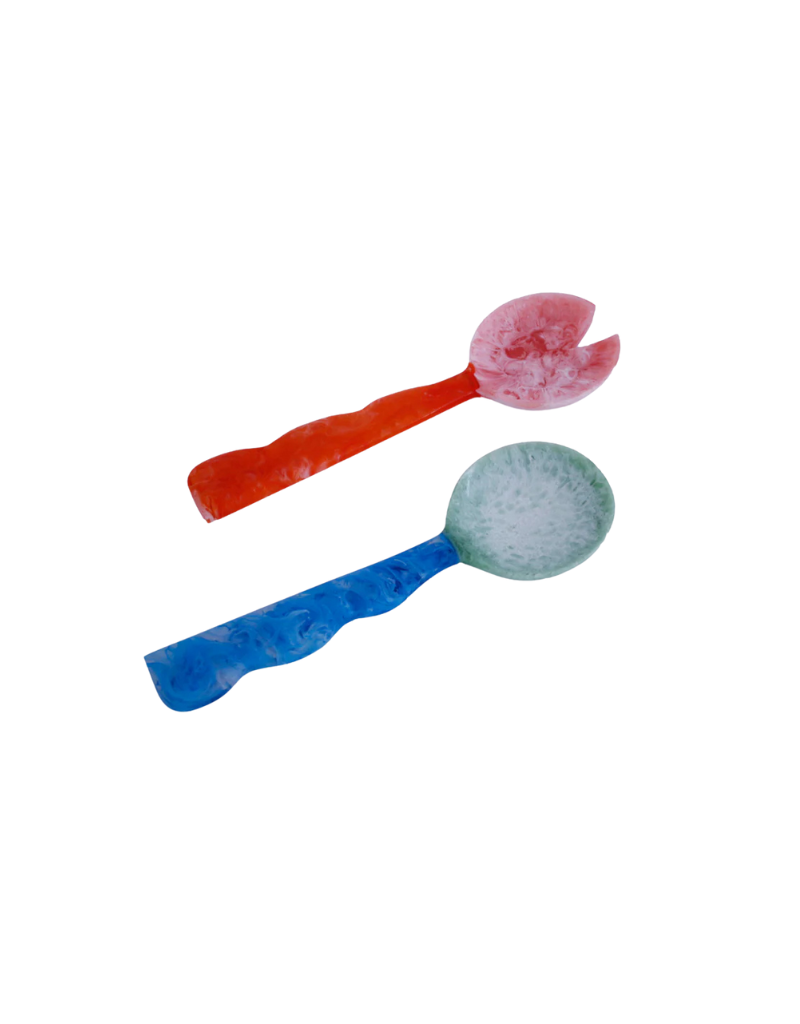 VIDA Resin Salad Servers // Orange & Blue 2915