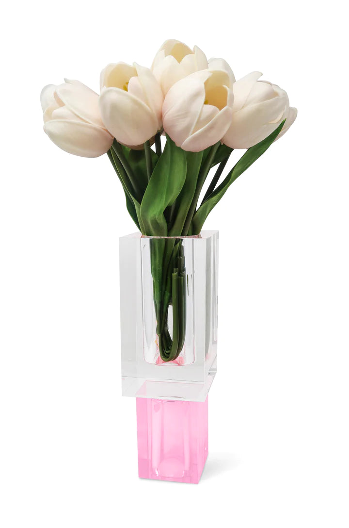 Blue Base Crystal Square Vase