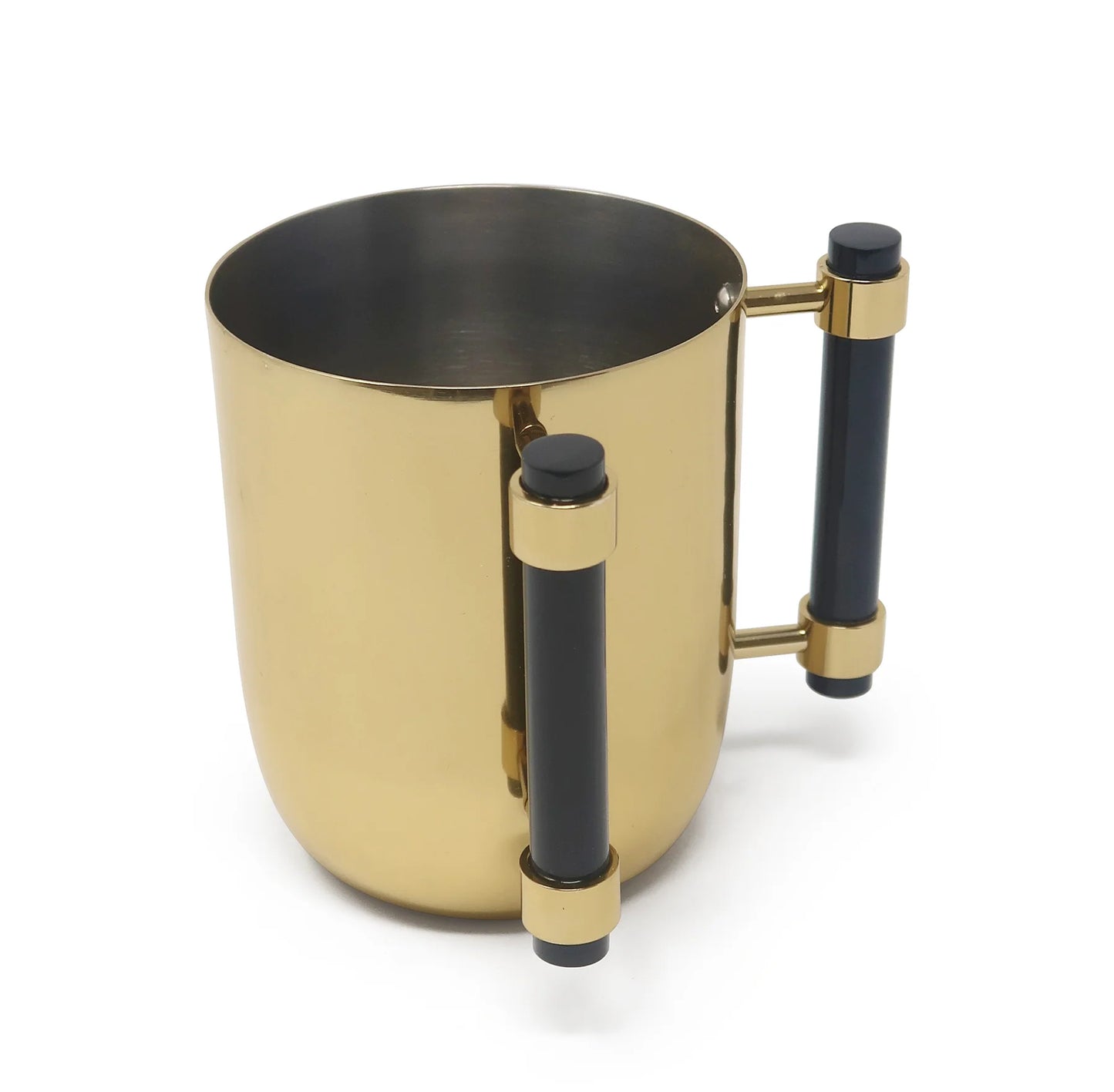 Metal Washing Cup Gold with Black Handles