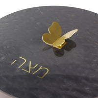 Round Acrylic Black Matzah Box (Options)