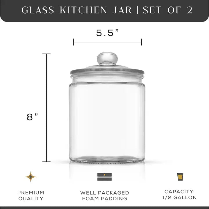 JoyFul Round Glass Cookie Jars Set of 2