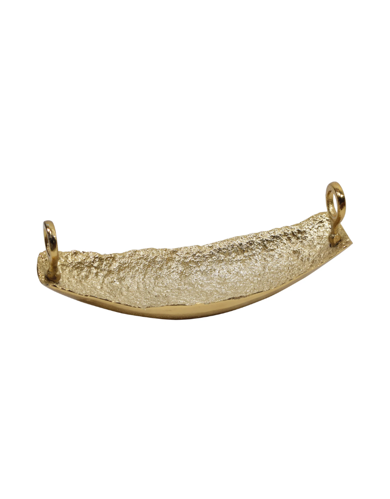 Gold Boat Shaped Dish Hammered Finish