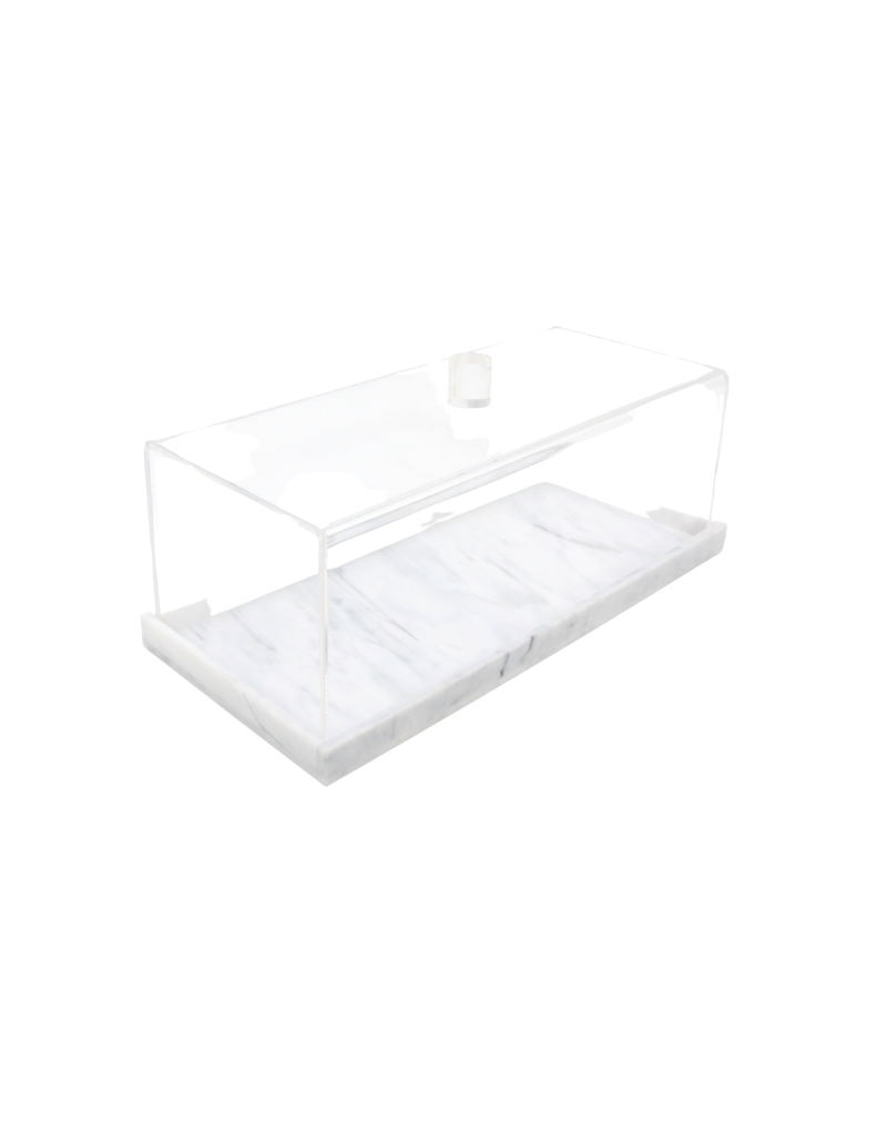 Rectangular Marble Cake Tray with Glass Dome – High Class Touch