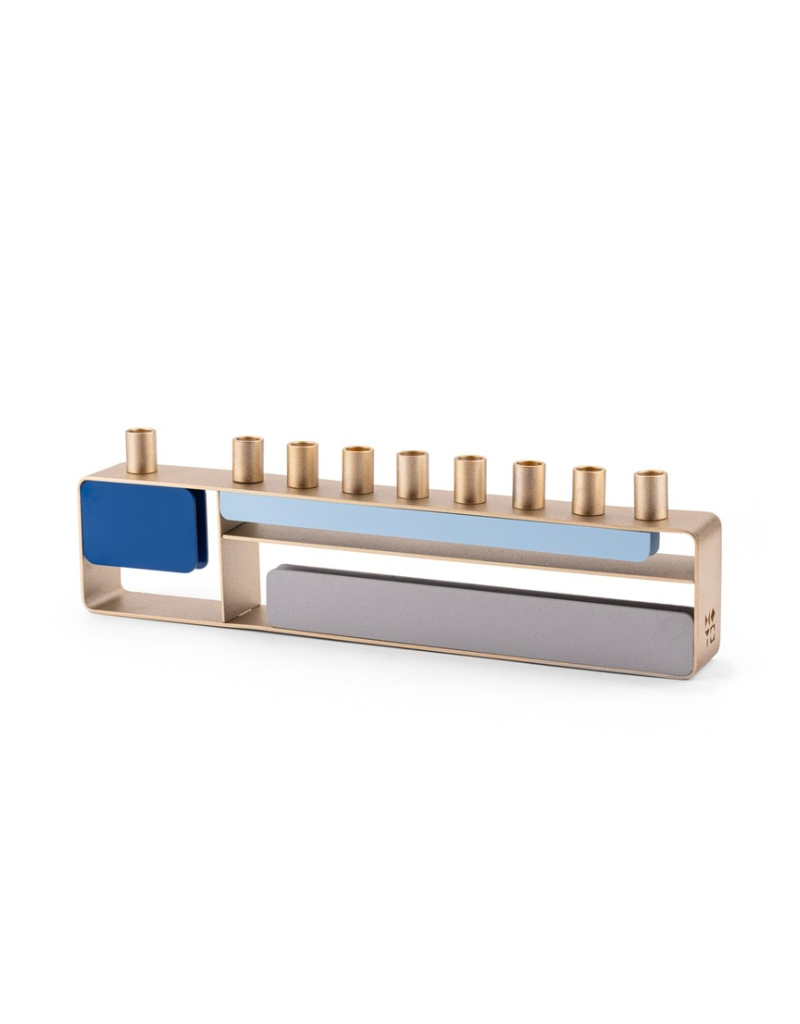 Champagne Menorah - Light Blue / Silver / Blue Plates