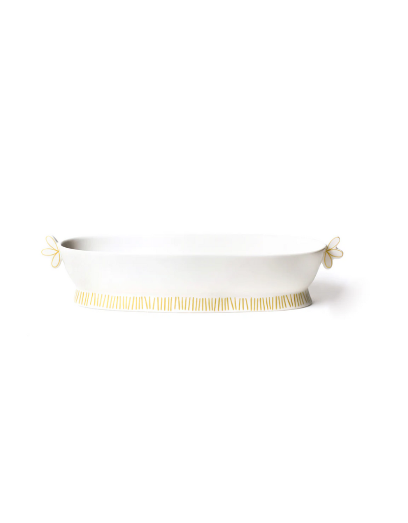 Deco Gold Scallop 19" Oval Handled Bowl