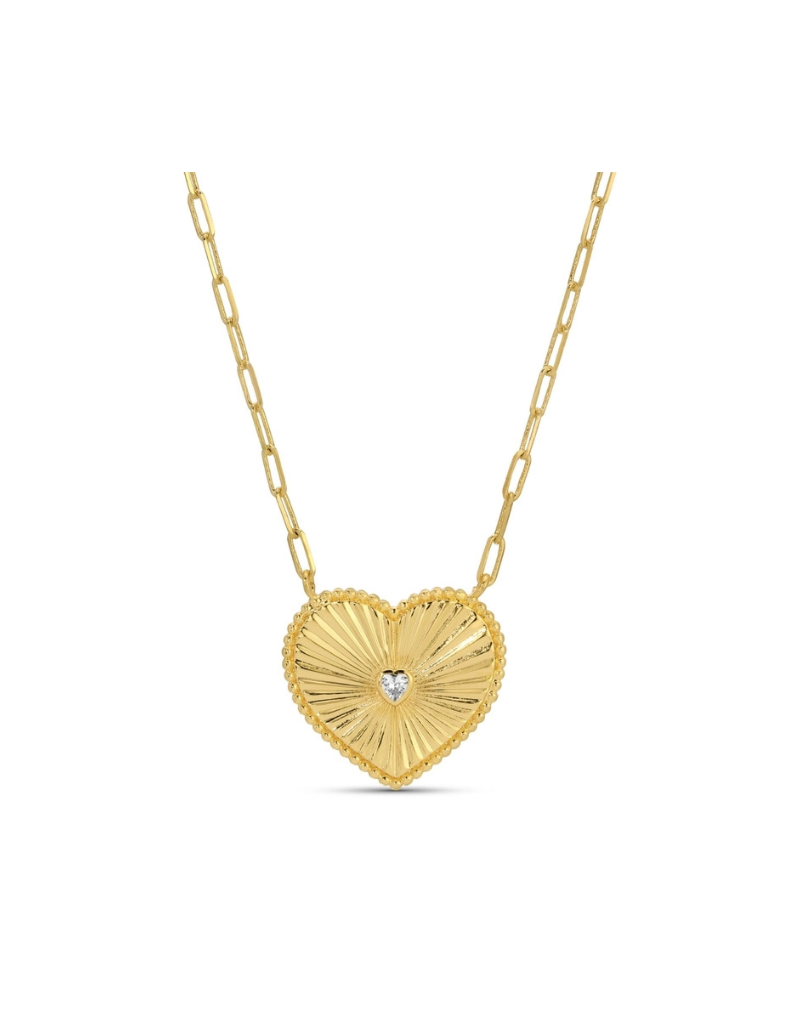 Large Gold Heart Burst Necklace