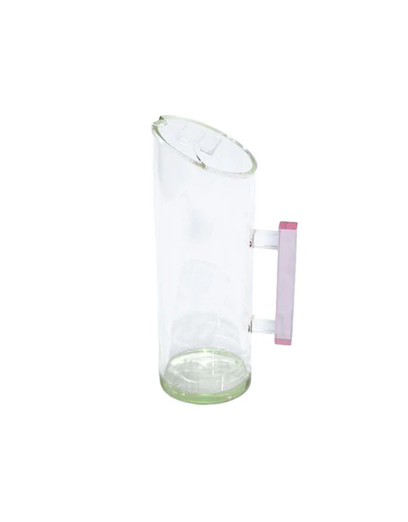 Green Lucite Pitcher with Pink Handle