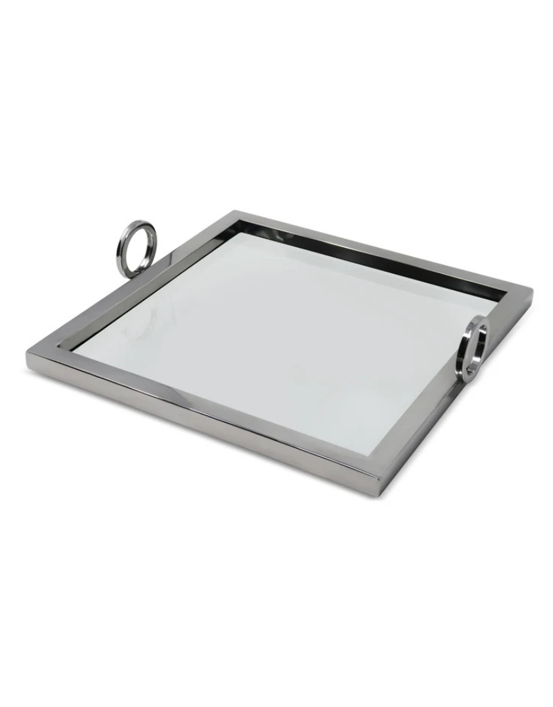 Square Silver Mirror Tray
