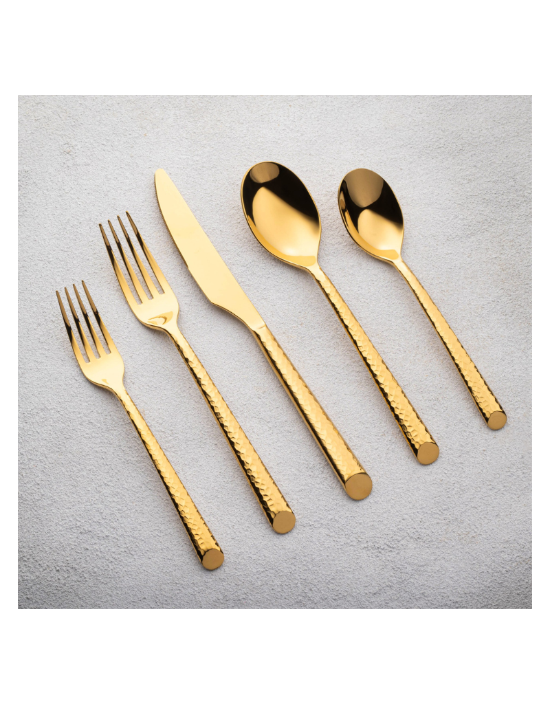 Vikko Onyx Shiny Gold Flatware Set