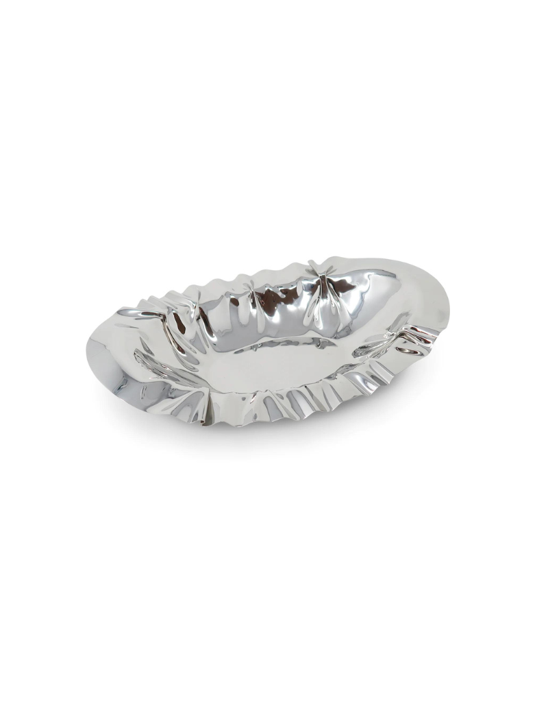 Oval Stainless Steel Ruffle Edge Bowl