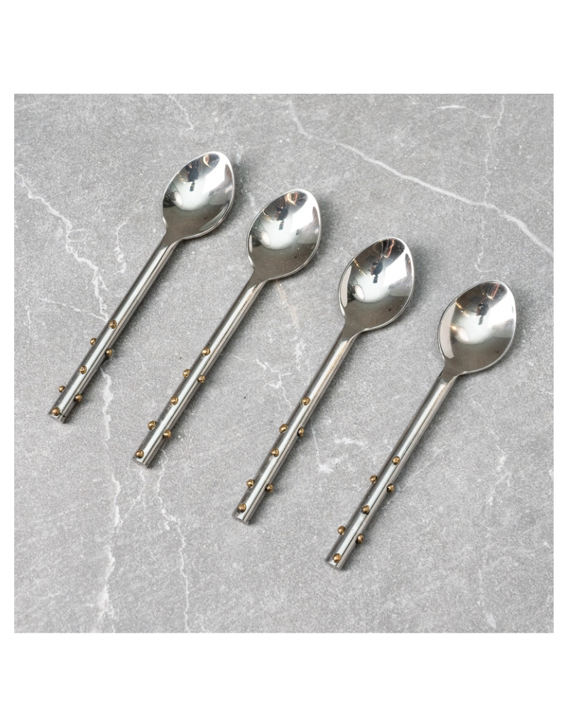 Stainless Steel Spoon with Gold White Dots