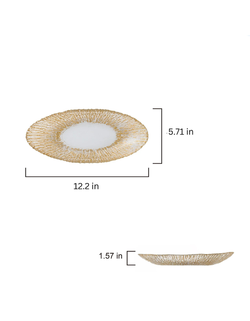Oval Glass Platter with Gold Rim