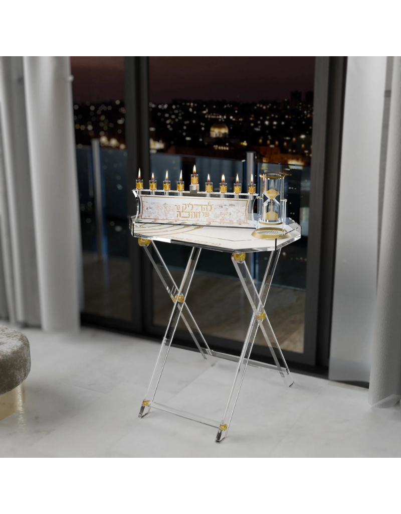 Artwork Leatherite Menorah - Jerusalem Fire