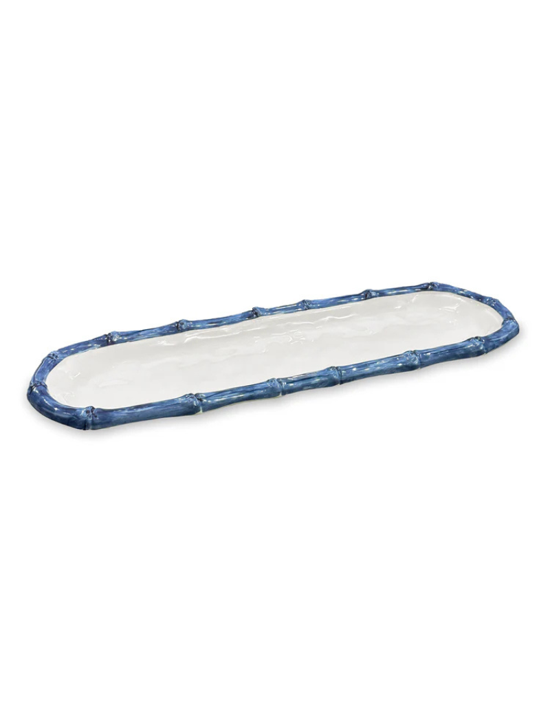 VIDA Bamboo Baguette Platter - White & Blue