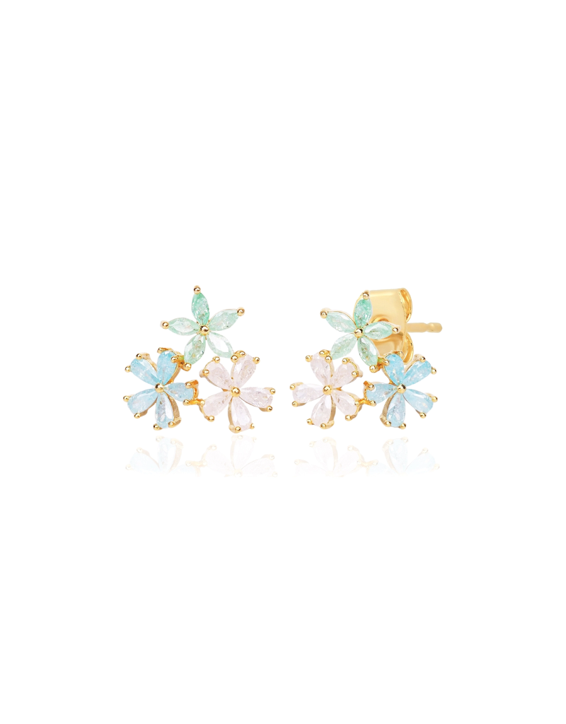 Trio Pastel Flowers Studs