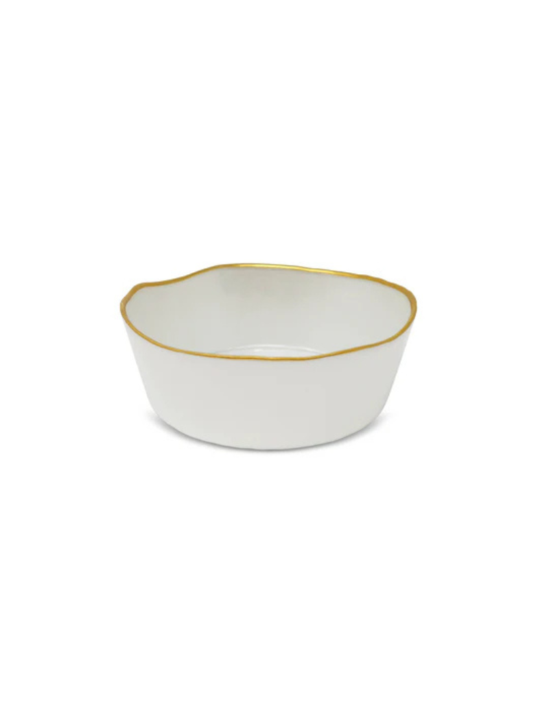 Organic Shaped Salad Bowl Clear with Gold Trim