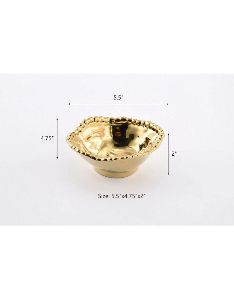 Gold Porcelain Snack Bowl
