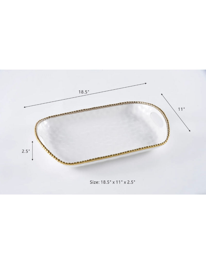 White & Gold Rectangular Tray